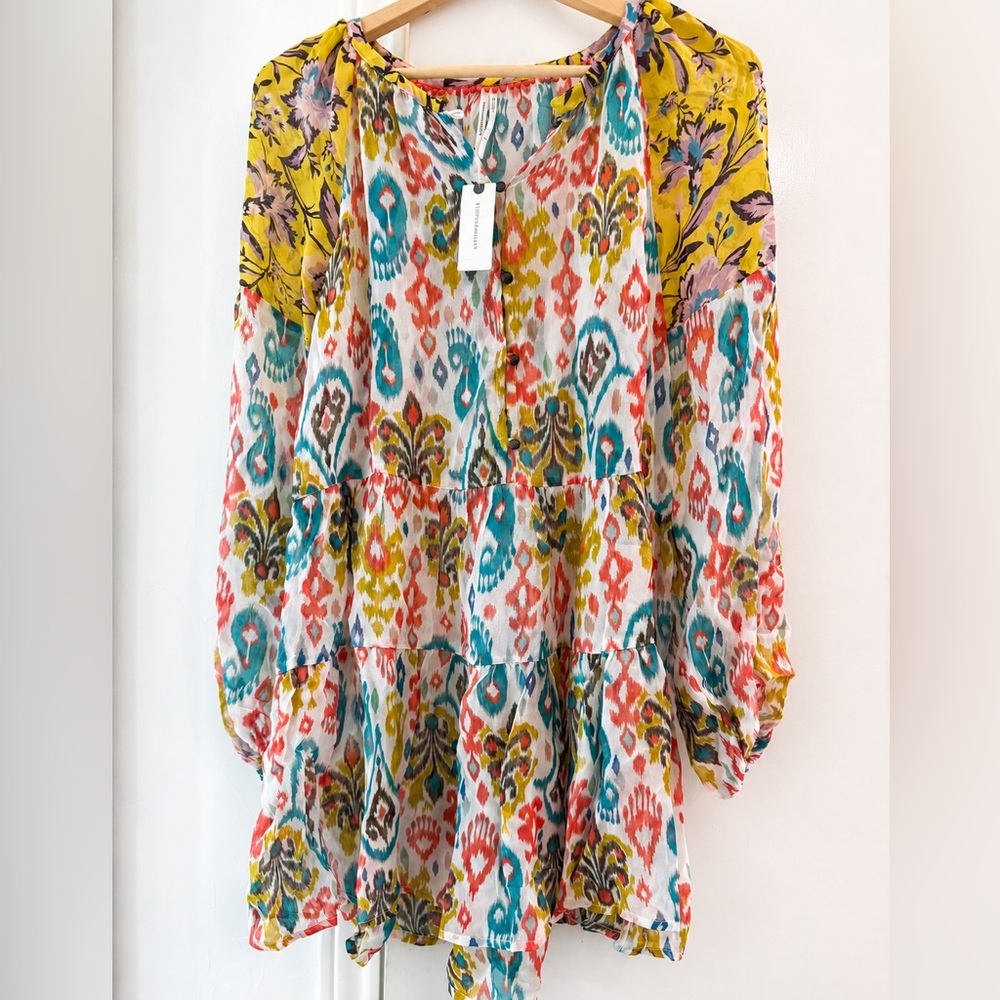 Anthropologie NWT Printed Tiered Boho Tunic Dress | Size Medium | $118 Retail